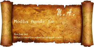 Modla Agnéta névjegykártya